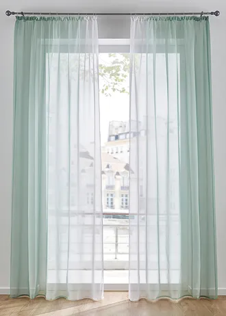 Lot de 2 voilages en tissu léger, aussi en XXL • vert tilleul • Boutique bonprix