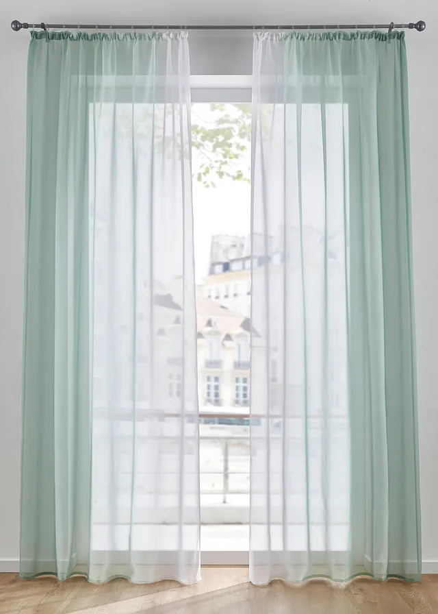 Záclona z ľahkého volálu, aj extra dlhá (2 ks) • lipovo zelená • obchod bonprix