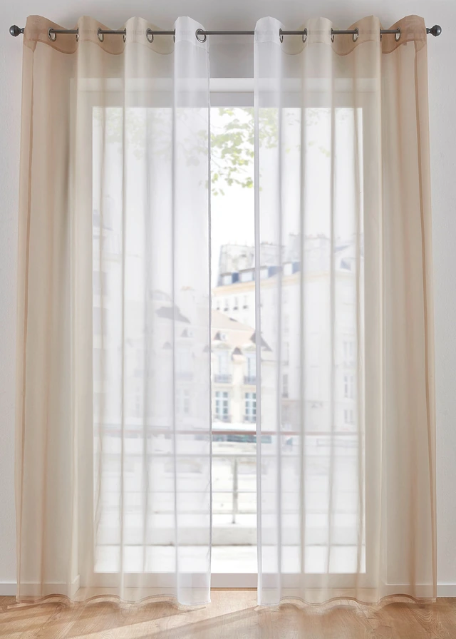 Gordijn van lichte voile, ook verkrijgbaar in extra lang (2 stuks) • sand • bonprix online shop