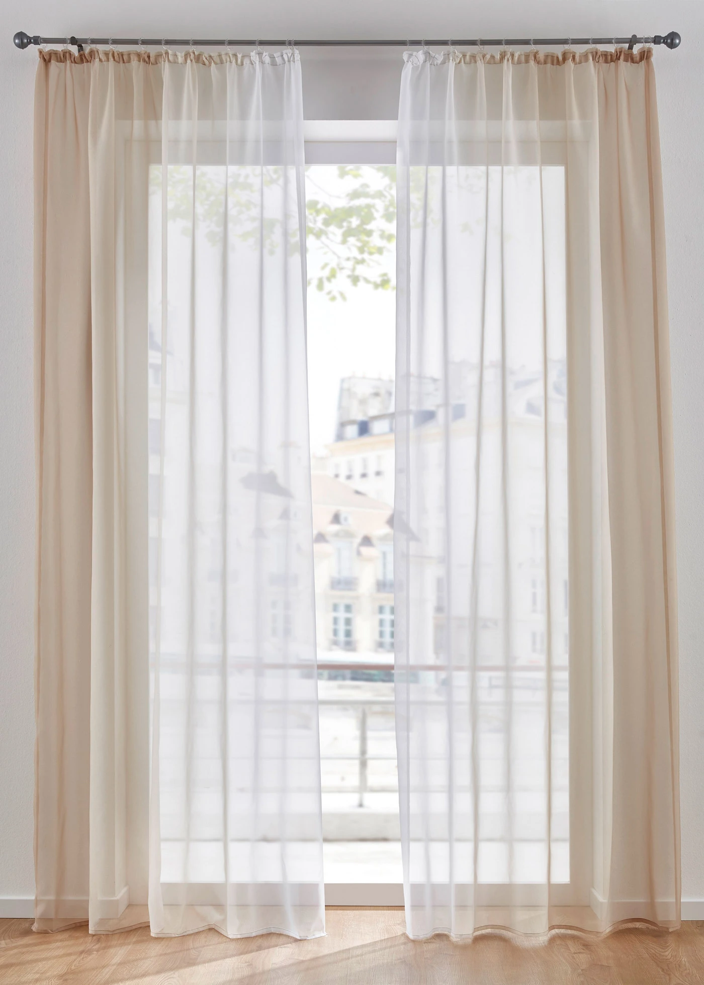 Gordijn van lichte voile, ook verkrijgbaar in extra lang (2 stuks) • sand • bonprix online shop