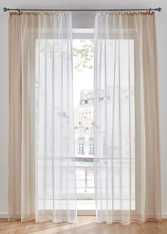 Gordijn van lichte voile, ook verkrijgbaar in extra lang (2 stuks) • sand • bonprix online shop