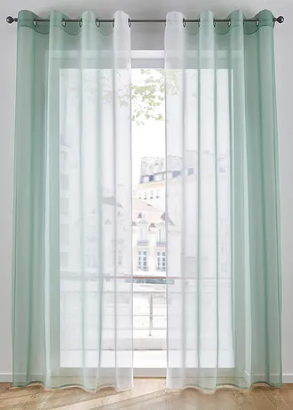Függöny vékony voile anyagból, extra hosszú méretekben is (2 db-os csomag) • hárszöld • bonprix áruház