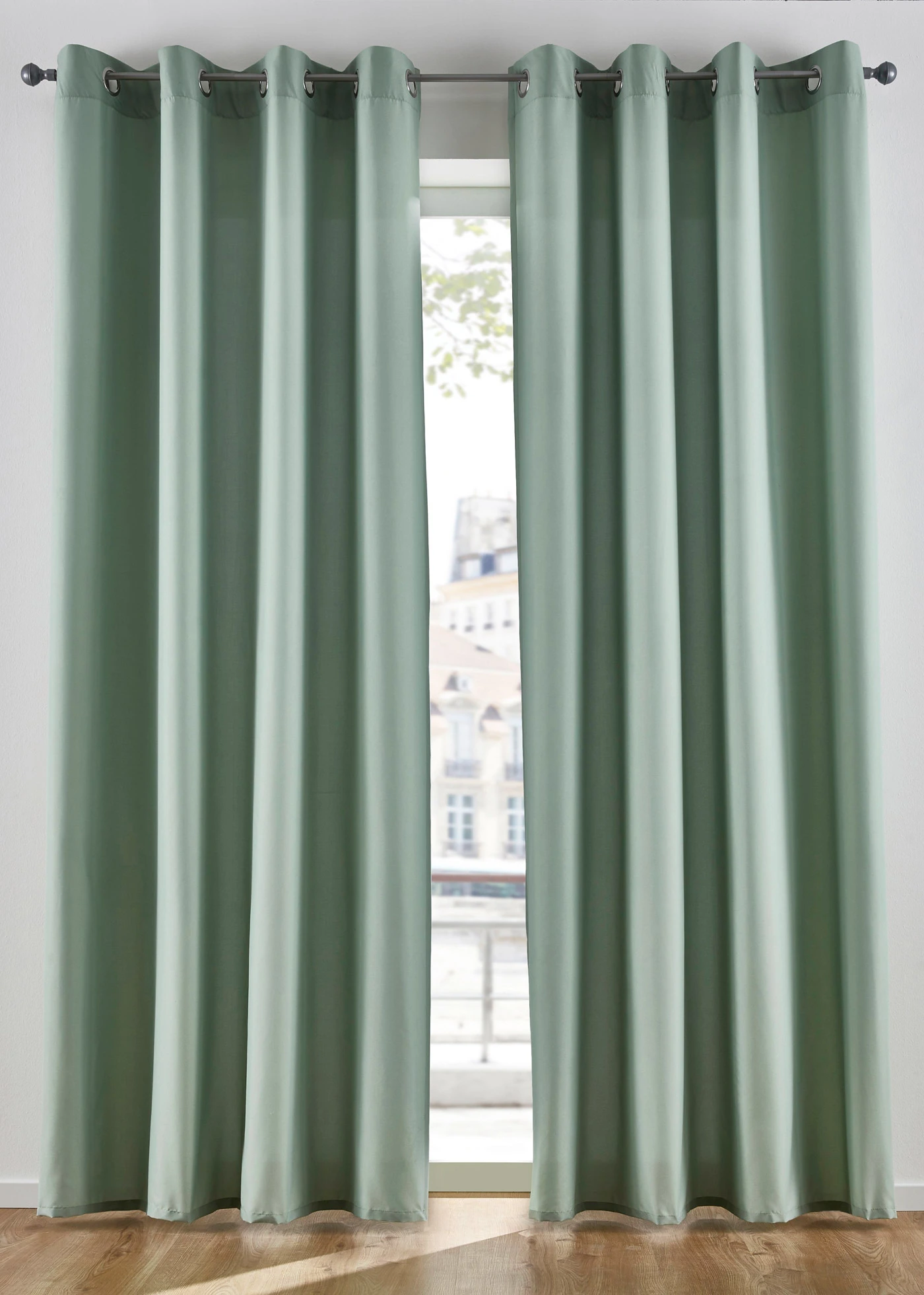 Rideau en microfibre (2 pces) • vert tendre • Boutique bonprix