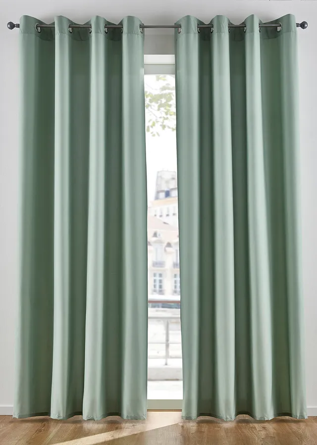 Gordijnen van microvezel (2 stuks) • lindgroen • bonprix online shop