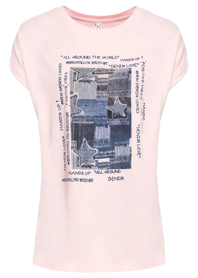 T-shirt z miękkiej mieszanki wiskozy • pastelowy jasnoróżowy • sklep bonprix