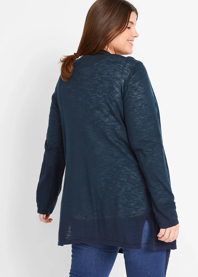 Gebreid vest van slub garen, Kleur: donkerblauw