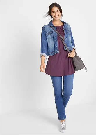 T-shirt in A-lijn, korte mouw, Kleur: vlierbes