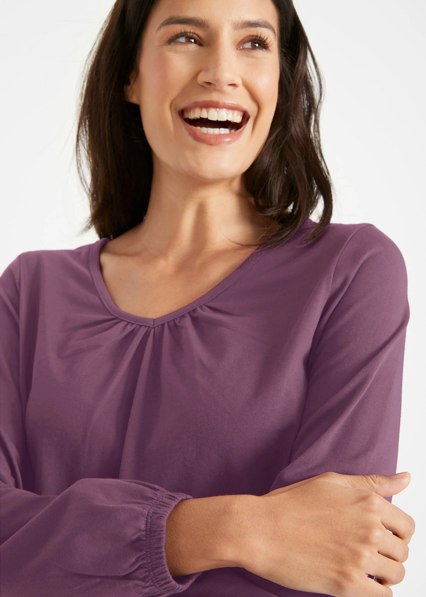 Triko s dlouhým rukávem a průvlekem na gumičku, z čisté bavlny • bezinková • bonprix obchod