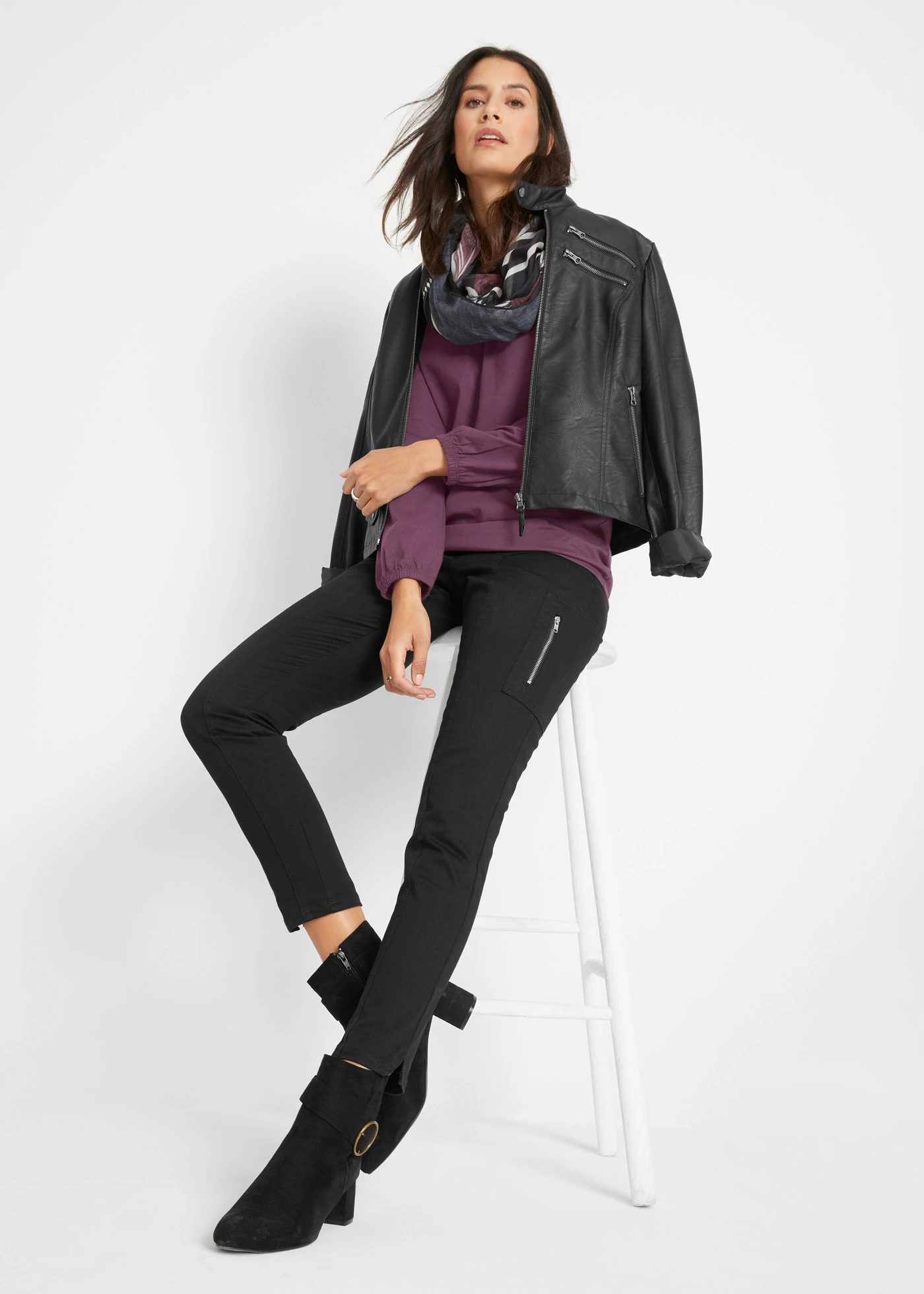 Triko s dlouhým rukávem a průvlekem na gumičku, z čisté bavlny • bezinková • bonprix obchod