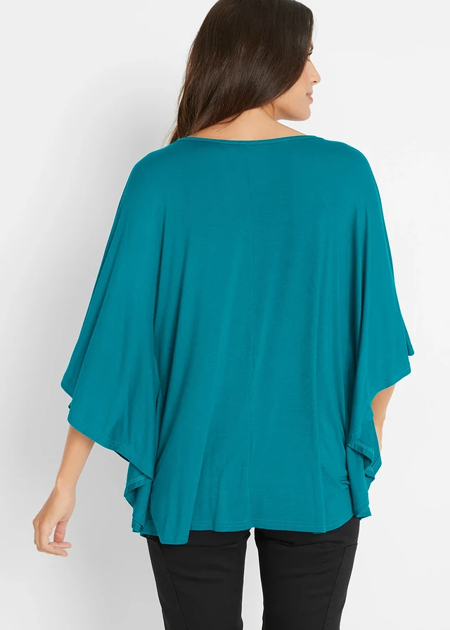 Shirt van viscose met vleermuismouwen, Kleur: oceaanturkoois