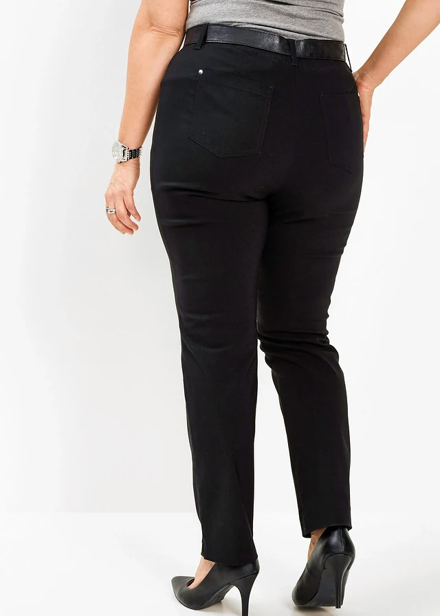 Pantalon extensible à taille élastiquée, Couleur: noir