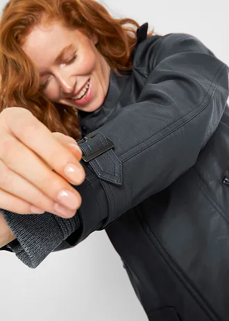 Műbőr motoros dzseki cipzárokkal • fekete • bonprix áruház