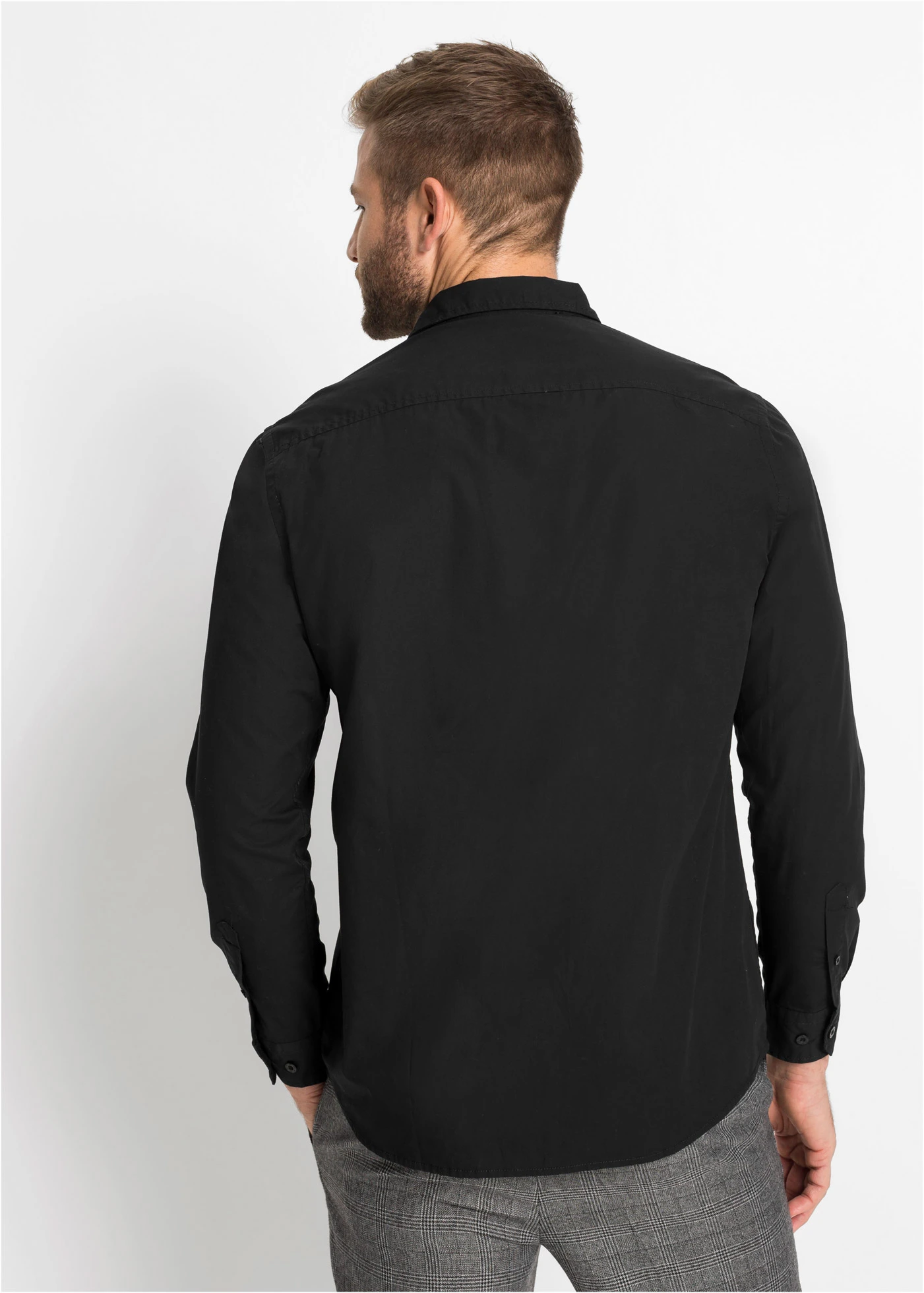 Košeľa s dlhým rukávom z čistej bavlny • čierna • obchod bonprix