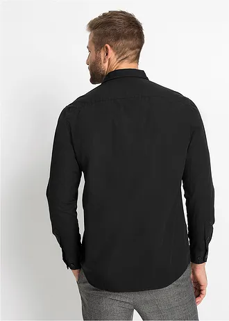 Cămașă cu mâneci lungi, din bumbac 100% • negru • magazin bonprix