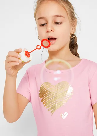 Žerzejové šaty z čisté organické bavlny (2 ks v balení) • pudrově růžová + šedý melír • bonprix obchod