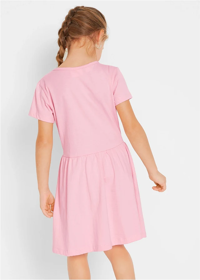 Jersey jurk van biologisch katoen (set van 2) • roze poudre+grijs gemêleerd • product-page.page-title-suffix