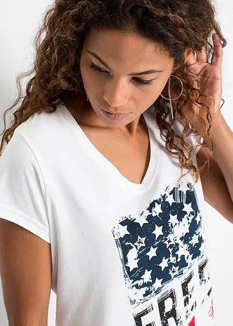 Tričko z čisté bavlny • bílá s potiskem • bonprix obchod