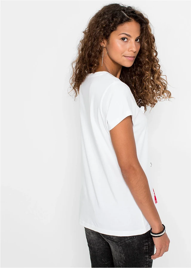 T-shirt 100% coton, Couleur: blanc imprimé