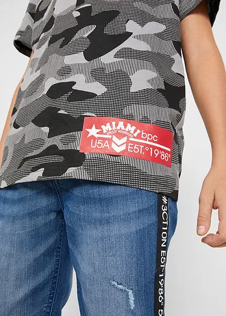 Tričko z organické bavlny (2 ks v balení) • bílo-šedá se vzorem + černá • bonprix obchod