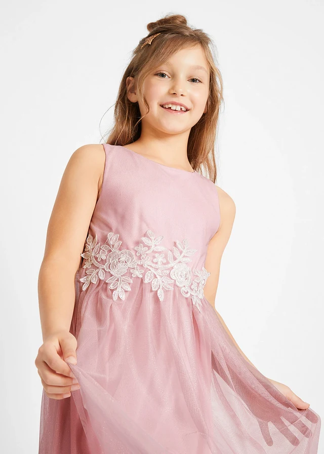 Robe midi avec empiècement dentelle • rose/blanc • product-page.page-title-suffix