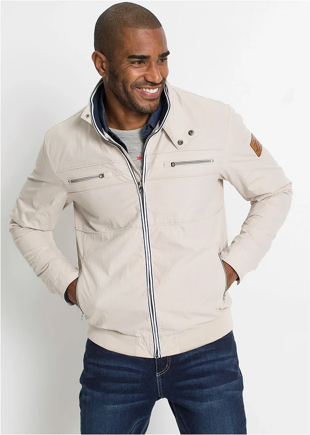 Blouson de mi-saison à col montant, Couleur: gris pierre