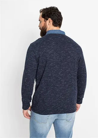 Poloshirt van puur katoen, Kleur: donkerblauw gemêleerd