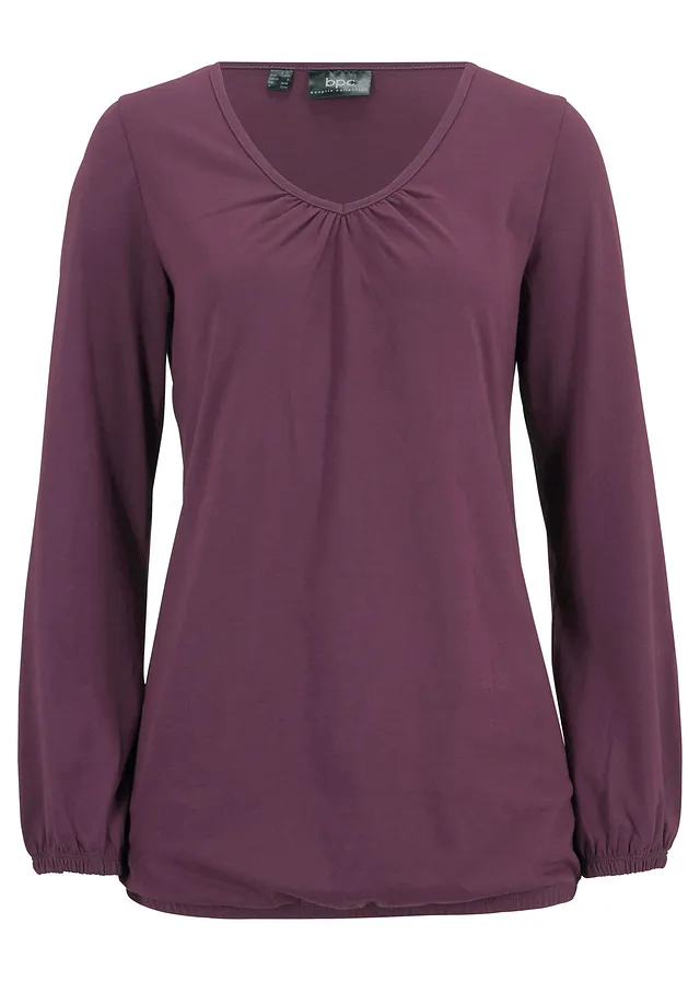 Triko s dlouhým rukávem a průvlekem na gumičku, z čisté bavlny • bezinková • bonprix obchod