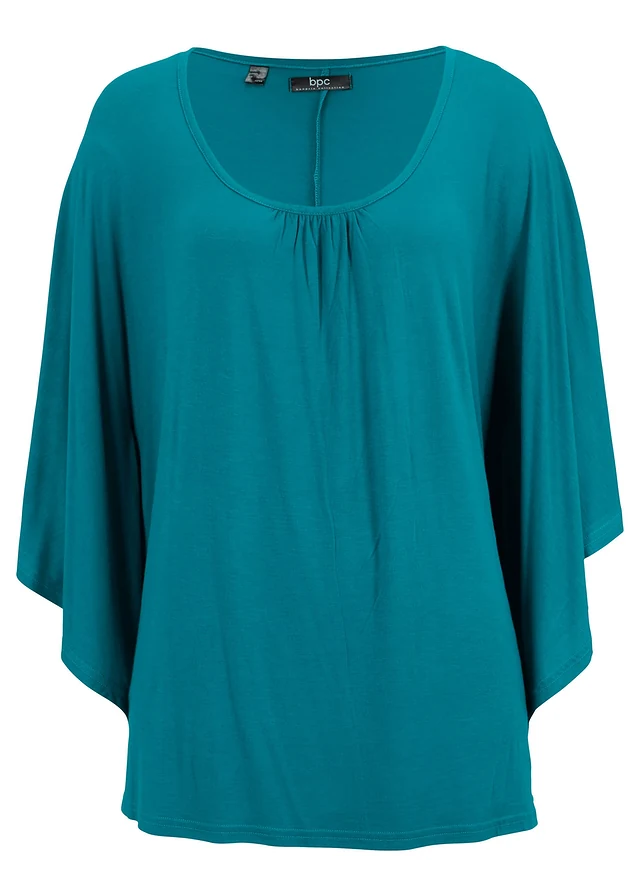 Shirt van viscose met vleermuismouwen, Kleur: oceaanturkoois