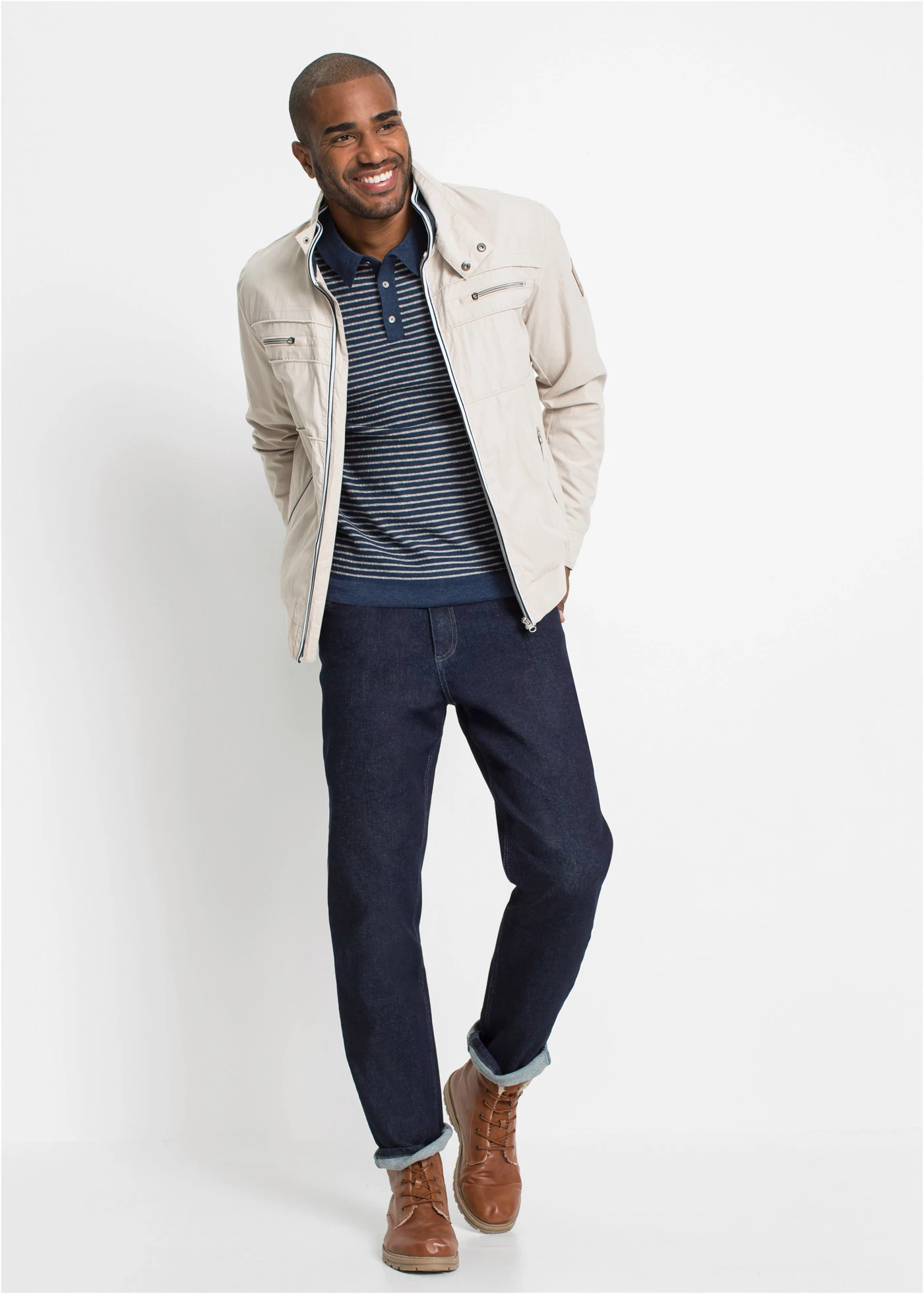 Blouson de mi-saison à col montant • gris pierre • Boutique bonprix