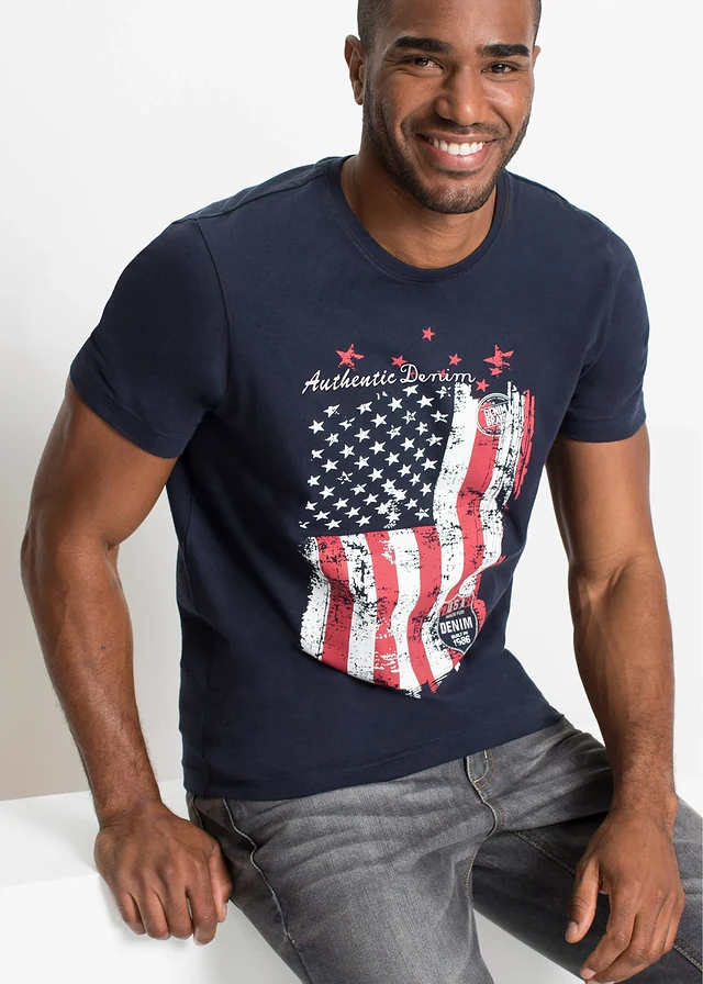 T-shirt 100% coton • bleu foncé imprimé • product-page.page-title-suffix