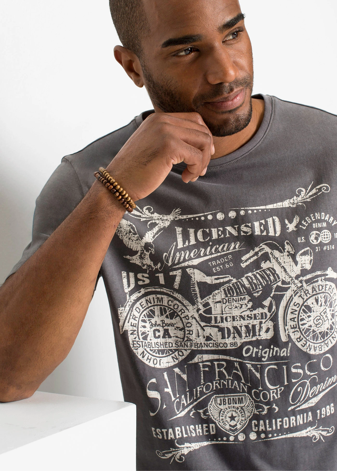 T-shirt van puur katoen • leisteengrijs • bonprix online shop