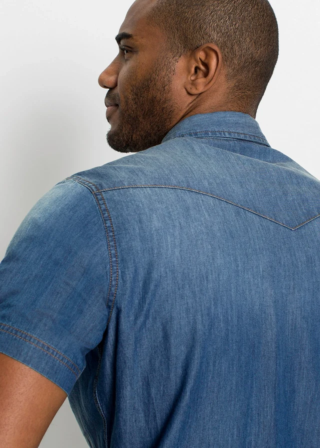 Spijkeroverhemd met korte mouw van biologisch katoen, slim fit • lichtblauw used • product-page.page-title-suffix