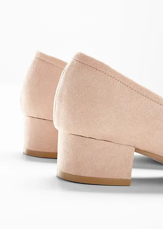 Czółenka na obcasie słupku, kolor: beżowy