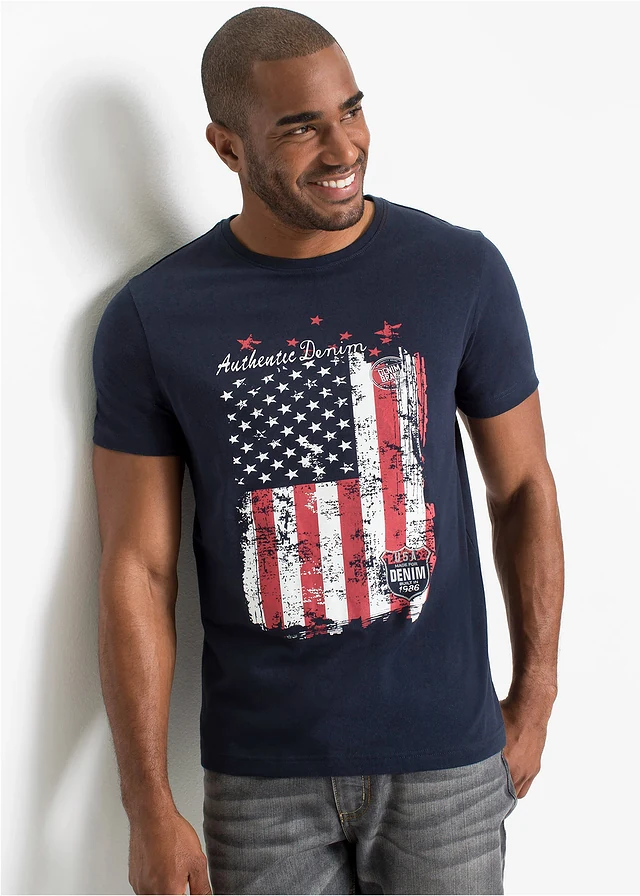 T-shirt 100% coton • bleu foncé imprimé • product-page.page-title-suffix
