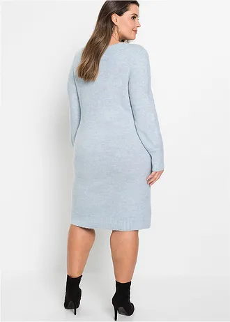 Pletené šaty, barva: pudrově modrá melír