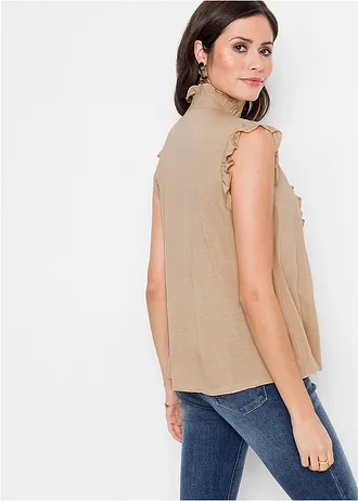 Shirt met volants • amandelbeige • bonprix online shop