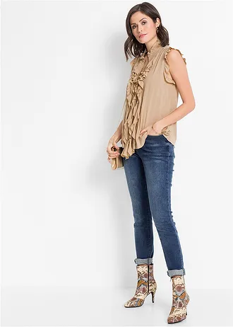 Shirt met volants • amandelbeige • bonprix online shop