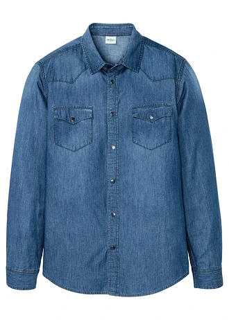 Spijkeroverhemd van biologisch katoen, slim fit