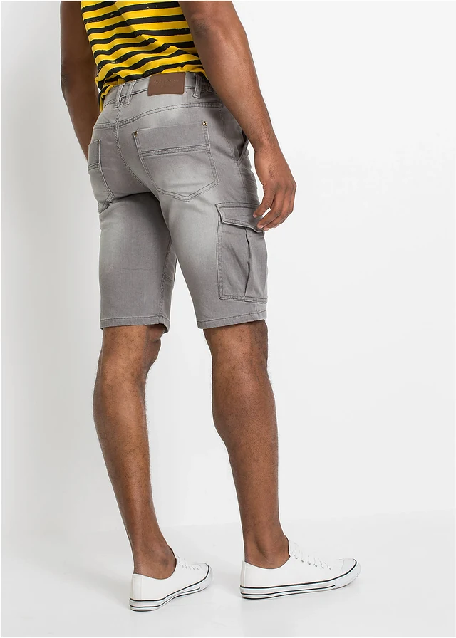 Regular fit sweat jeans bermuda, Kleur: lichtgrijs denim