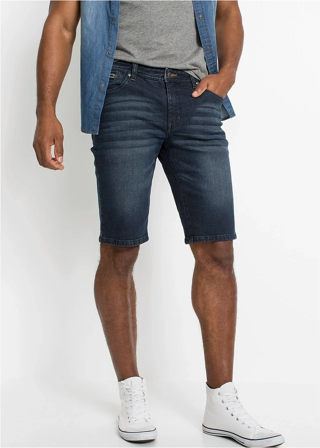 Stretch jeans bermuda, slim fit • donkerblauw denim • product-page.page-title-suffix