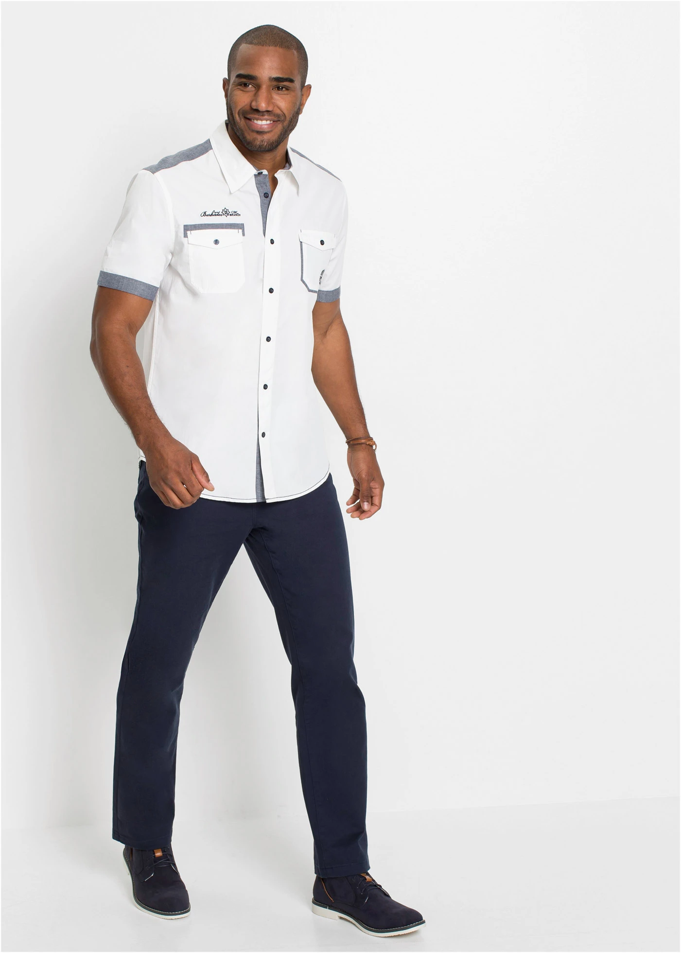 Overhemd van puur katoen met korte mouwen • wit • bonprix online shop