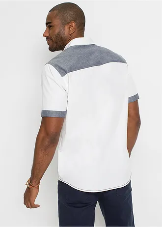 Chemise manches courtes 100% coton, Couleur: blanc