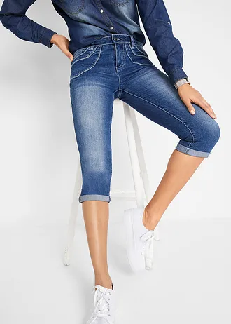 Jean droit taille mi-haute, cropped • bleu used • Boutique bonprix
