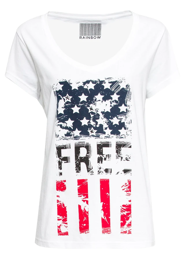 T-shirt 100% coton, Couleur: blanc imprimé