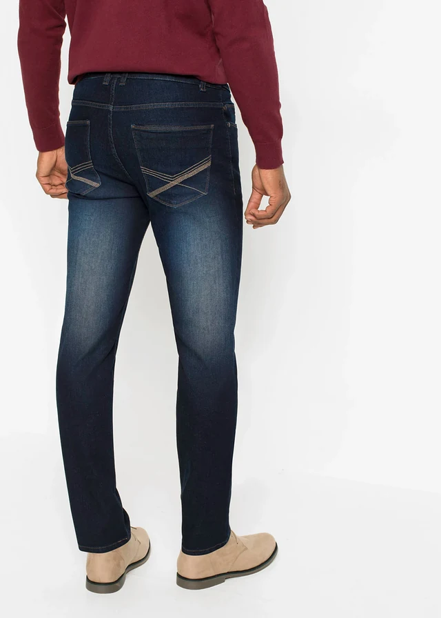 Regular fit multi stretch jeans met comfortband, straight • donkerblauw denim • product-page.page-title-suffix