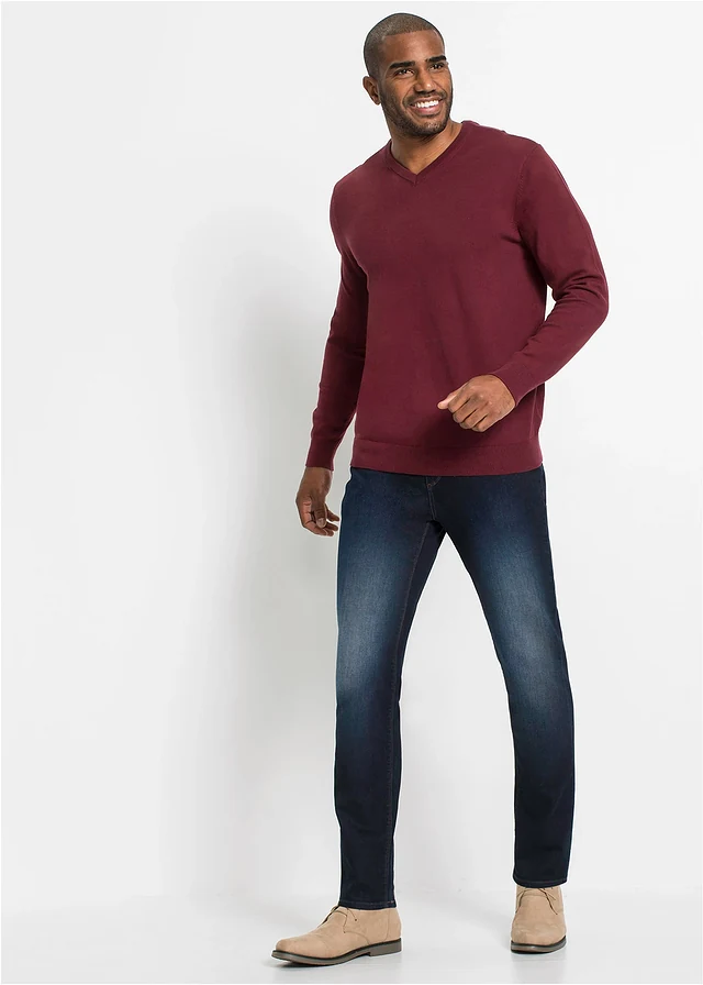 Regular fit multi stretch jeans met comfortband, straight • donkerblauw denim • product-page.page-title-suffix