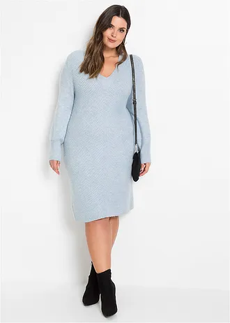 Pletené šaty, barva: pudrově modrá melír