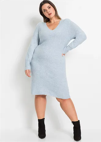 Pletené šaty, barva: pudrově modrá melír