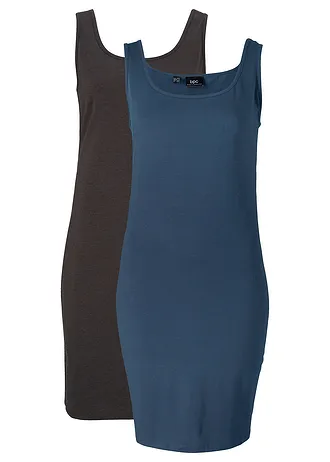 Shirtjurk (set van 2), Kleur: donkerblauw - antraciet gemêleerd