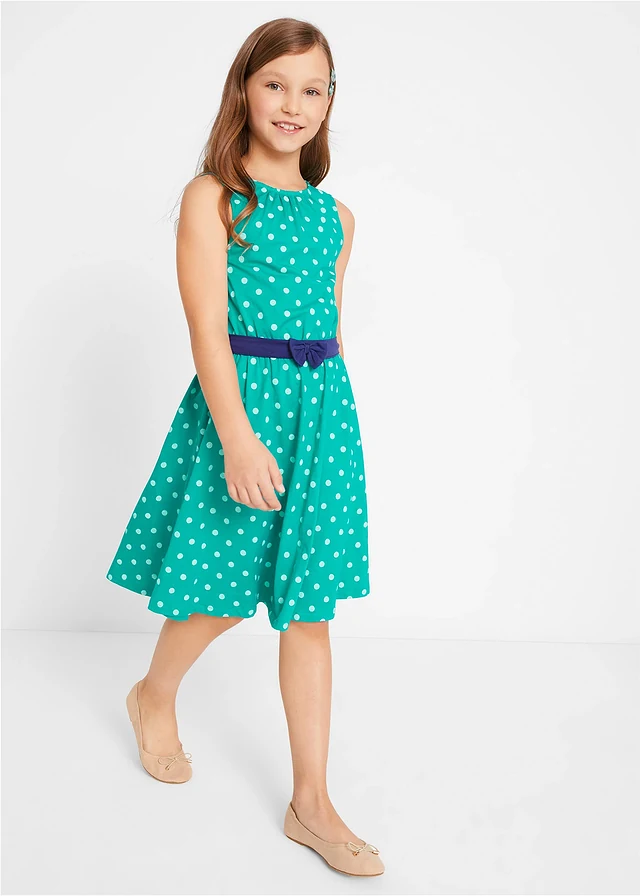 Meisjes jersey jurk van biologisch katoen • smaragd gestippeld • product-page.page-title-suffix